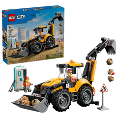 Yellow Backhoe Loader